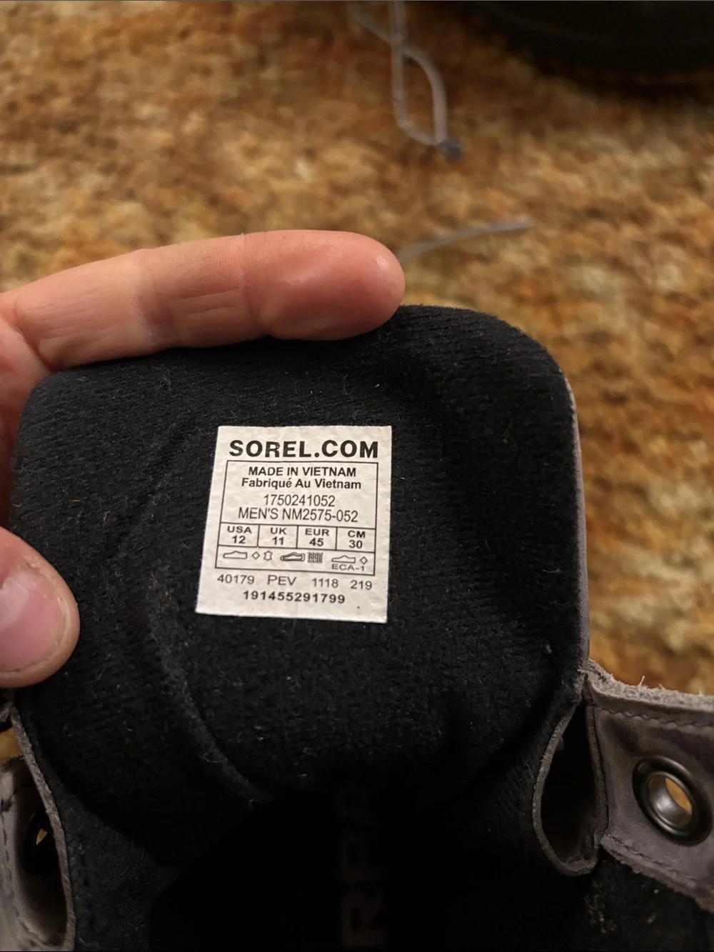 Men’s Sorel Duck Boots Grey Size 12
